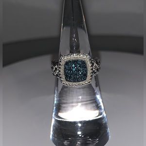 Blue Diamond Woven Sterling Ring